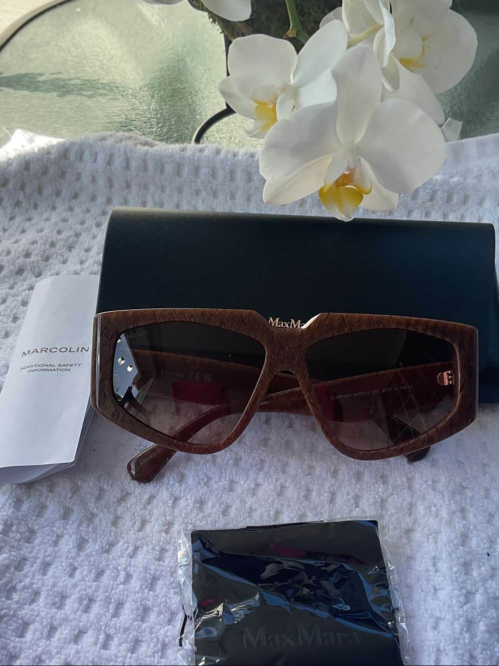 MaxMara Brown Tortoiseshell Gradient Square Sunglasses
